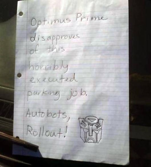 Awesomely Aggressive Windshield Notes You Should Totally Use