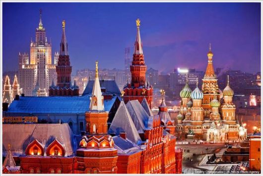 Beautiful Night Views of Moscow, Russia 