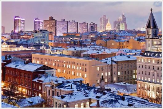Beautiful Night Views of Moscow, Russia 