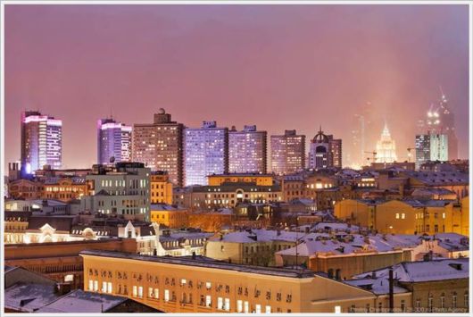 Beautiful Night Views of Moscow, Russia 